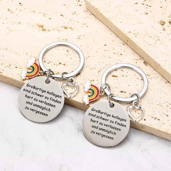 Wholesale Rainbow Pendant Stainless Steel Key Creative Gift for Colleagues to Send Friends Farewell Gift