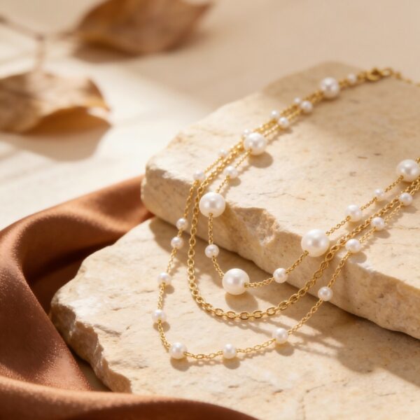 Wholesale 304 Stainless Steel Pearl Necklace, Vintage Jewelry, Multi-layered Wear