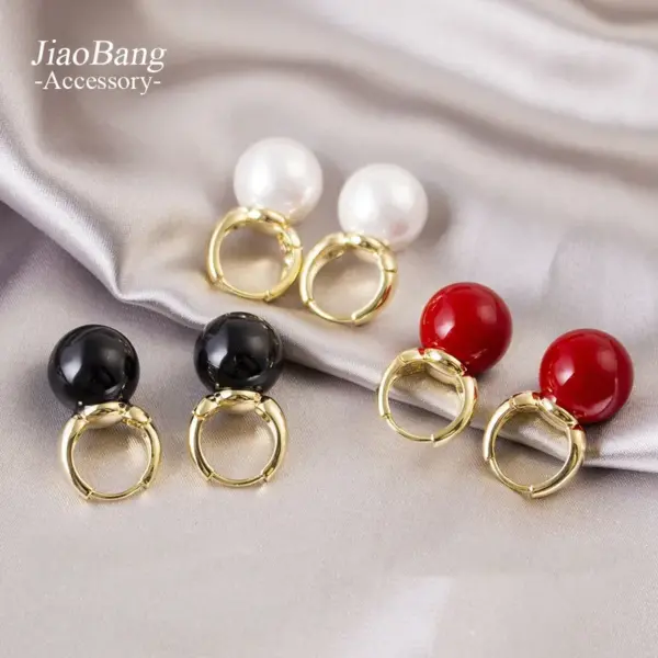 Wholesale Authentic Gold Plated Pearl Clip-On Earrings Hong Kong Style Retro Fashion Versatile Luxury Feel Women's Jewelry Accessories