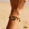 Wholesale Square Waterproof Couple Bracelets In 304 Stainless Steel With 18K Gold Electroplated And Zircon Inlay Snake Chain