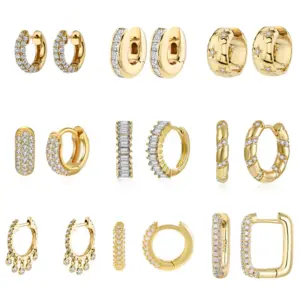 Wholesale 1 Pair Luxurious Classic Style Pentagram Circle Plating Inlay Copper Zircon 18k Gold Plated Earrings