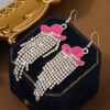 Wholesale Pink tassel cowboy hat earrings, long earrings, luxury jewelry