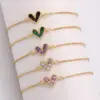 Wholesale Romantic Simple Style Heart Shape Copper Plating Inlay 18k Gold Plated Bracelets