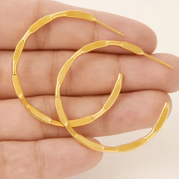 Wholesale Exaggerated Minimalist Hoop Earrings For Women Fashion Luxury Simple Elegant 304 Stainless Steel Studs Irregular Gold Plated Jewelry Vacuum Electroplating Furnace Plated 18K Real Gold Geometric Pattern