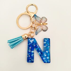 Blue letter keychain pendant/N
