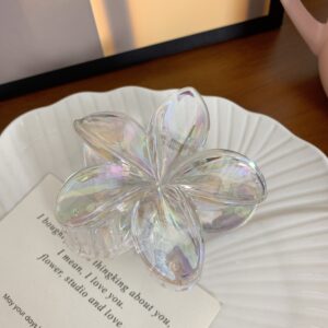 14#Transparent plumeria clip-white