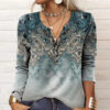 Wholesale autumn and winter women’s long sleeve printed national fashion T-shirt women