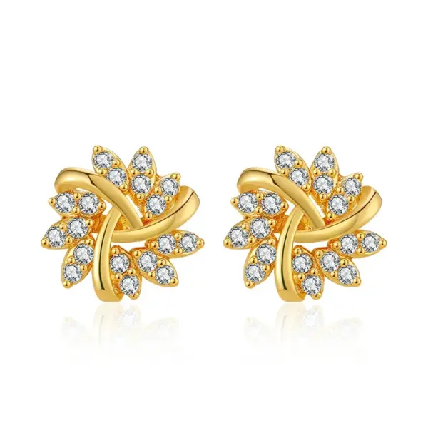 Wholesale Exquisite Small Round Hoop Earrings Ice Crystal Stone Copper Plated 18K Real Gold Irregular Snowflake Christmas Gift Color Retention Jewelry