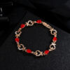 Wholesale Korean style heart-shaped bracelet hollow-out elegant flower Diamond-embedded Lady bracelet heart-shaped bracelet Valentine's Day gift