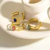 Wholesale PVD Coated 18K Gold Real Gold Plated Geometric 304 Stainless Steel Retro Classic Style Waterproof Non Tarnish Open Rings