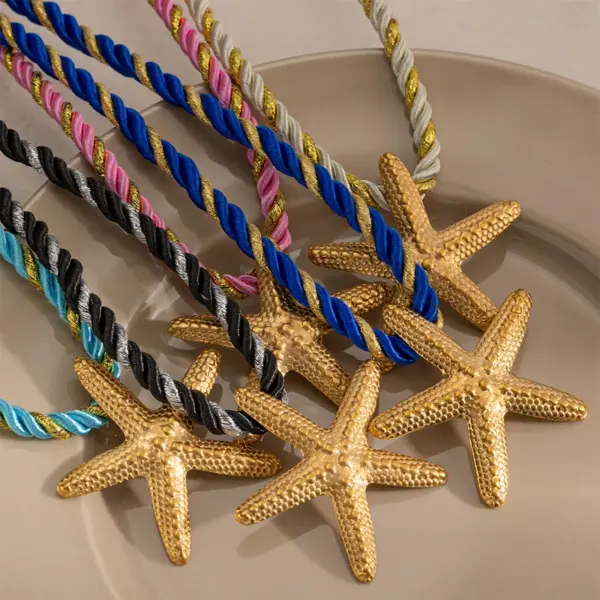 Wholesale Ion Plating (IP) 18K Gold Real Gold Plated Sun Starfish Conch 304 Stainless Steel Vacation Marine Style Waterproof Non Tarnish 304 Stainless Steel Lobster Trigger Clasp Closure Pendant Necklace