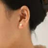 Wholesale 304 Stainless Steel Geometric PVD Coated Pearl Zircon 18K Real Gold Plated 18K Gold IG Style Casual Gold Ear Studs