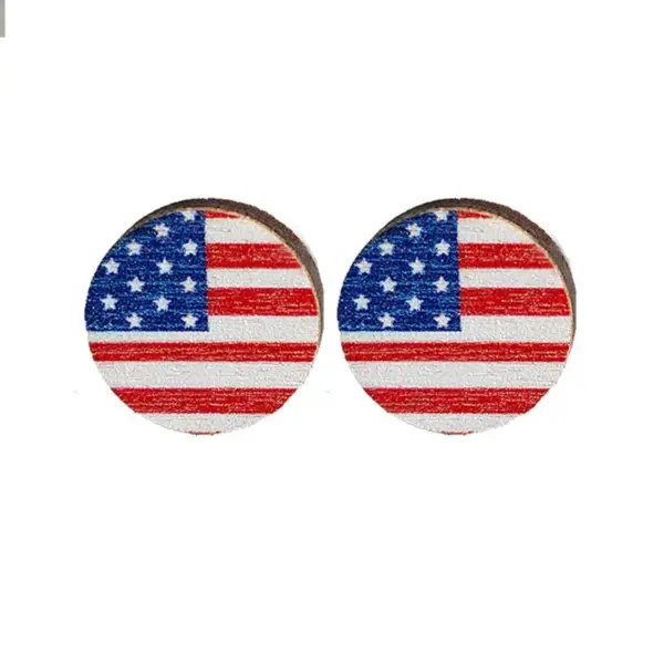 Wholesale Original Design American Flag Wood Independence Day Women's Ear Studs