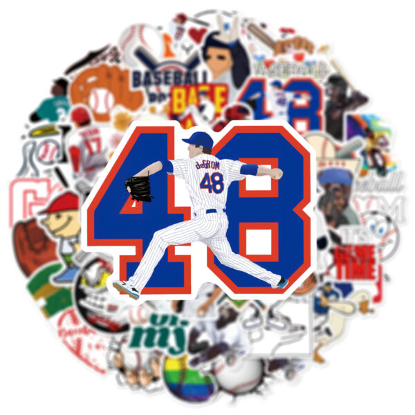 oly-a4b1bec36580e660a7fcb1c63d847660 Wholesale 50 pieces Baseball graffiti stickers luggage guitar skateboard helmet flat water cup waterproof no glue stickers