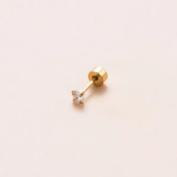 Wholesale 1 Piece 316L Stainless Steel Zircon Ear Cartilage Rings & Studs Geometric Round Waterproof Non Tarnish Surgical Steel Unisex