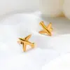 Wholesale 1 Pair Retro Airplane Plating 304 Stainless Steel 316 Stainless Steel 18K Gold Plating In The Furnace Ear Studs