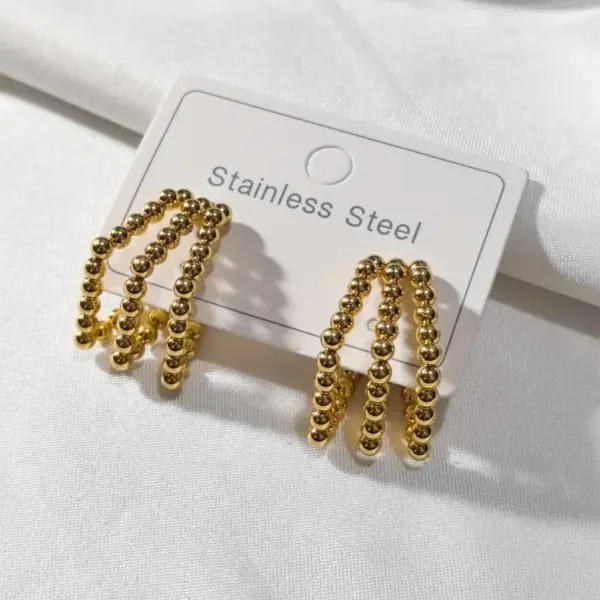 Wholesale Earrings Ear Studs Arc Gradient Earrings Round Beads C-shaped Imitation Gold Plated Earrings For Banquet Fashion Show