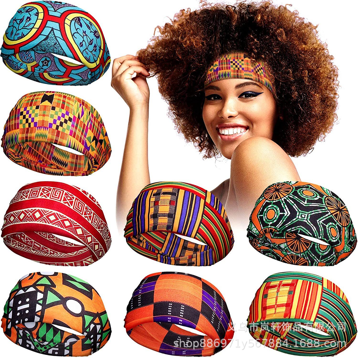 Wholesale European and American Headband Elastic Bohemian Print Headband Yoga Sport Headband Elastic Kink Headband Women Hair Accessories