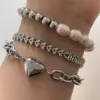 Wholesale PVD Coated Real Gold Plated 16K White Plating Geometric Heart Shape 304 Stainless Steel Casual Modern Style Waterproof Non Tarnish Bracelets