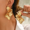 oly-a4e812756f6f56d406a382c29c2e767f Wholesale Simple Women's Flower Earrings Distinctive Exaggerated Metal Style Multi-layer Niche Design Earrings Petal Earrings