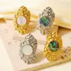 Wholesale Natural Shell Design Hammered Texture Ring For Women 18K Gold Plated Stainless Steel European Style Lightweight Luxury Jewelry