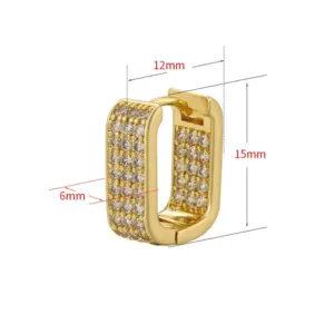 Wholesale 1 Pair Simple Style U Shape Copper Plating Inlay Zircon 18k Gold Plated Earrings