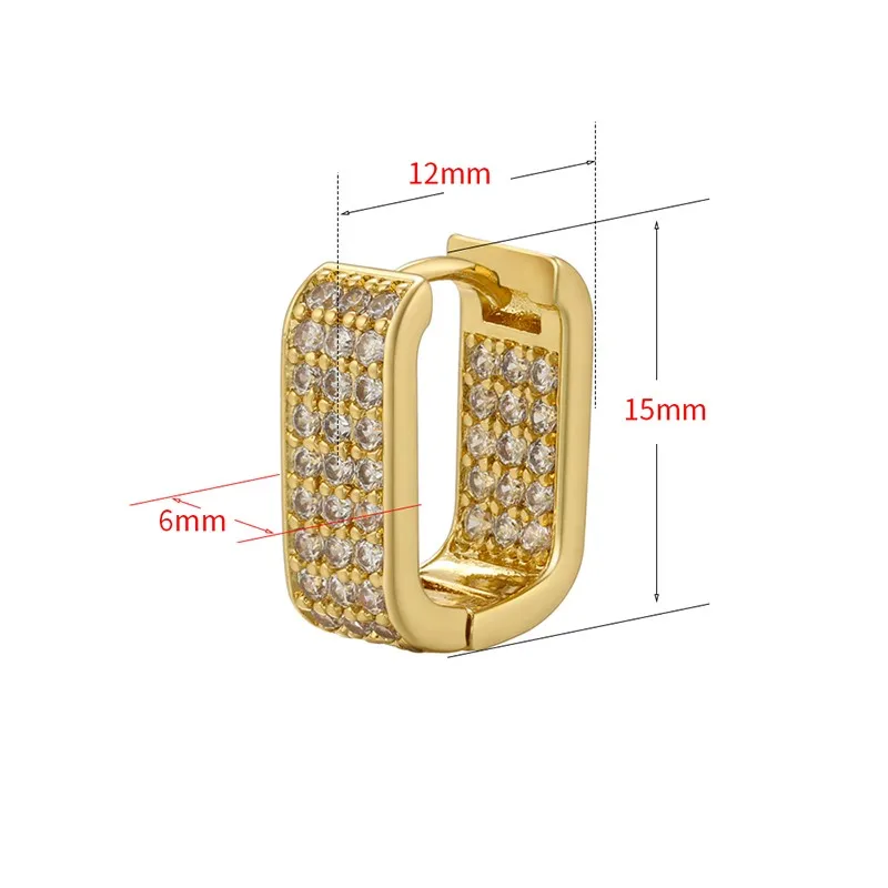 Wholesale 1 Pair Simple Style U Shape Copper Plating Inlay Zircon 18k Gold Plated Earrings