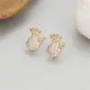 Wholesale Sector Stud Earrings For Women Featuring 925 Sterling Silver Posts With 14K Real Gold Plated Copper And Zircon Inlay