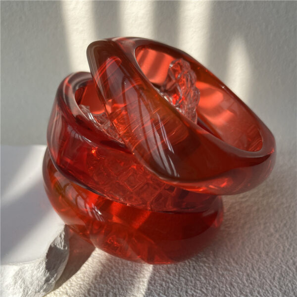 oly-a4fe8f7350afcbb763e007970040ed1c Wholesale Fashion Exaggerated Stylish Bracelet Transparent Red Resin Bracelet Style Stacked Bracelet