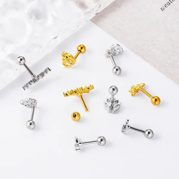 Wholesale 1 Piece 316L Stainless Steel Copper Zircon Ear Cartilage Rings & Studs Butterfly Waterproof Non Tarnish Surgical Steel