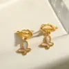 Wholesale Heart Shape Stud Earrings For Women With Claw Setting, 18K Real Gold Plated 304 Stainless Steel Featuring Shell Inlay And PVD Coating