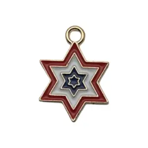1 Blue, White and Red Six-pointed Star 14x18mm-0.67g