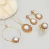 Wholesale Geometric Jewelry Set For Women Featuring Electroplated Copper With Baroque Pearl Inlay In Baroque Style