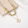 Wholesale PVD Coated Real Gold Plated Sector Oval Stainless Steel Casual Hip-Hop Waterproof Non Tarnish Double Layer Necklaces