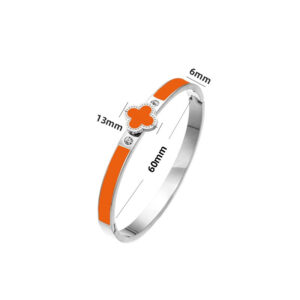 18k four-leaf clover bracelet-steel orange