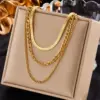 oly-a549d828aafbb5c0c902cd3f72450ddf Wholesale Jewelry Fashion Solid Color 304 Stainless Steel 18K Gold Plated Plating Chain Stainless Steel Necklaces