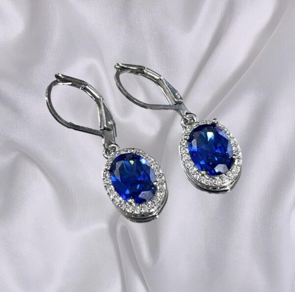 Wholesale red luxury sapphire blue zircon long earrings temperament Valentine's Day gift earrings women