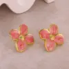 Wholesale Waterproof Non Tarnish Flowers Earrings For Women, 18K Real Gold Plated With Zircon Inlay, PVD Coated 304 Stainless Steel