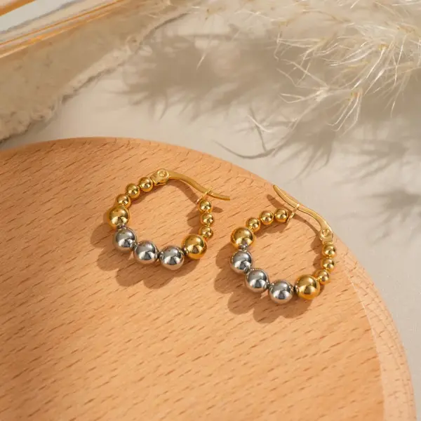 Wholesale PVD Coated Real Gold Plated 18K Gold Circle 304 Stainless Steel Elegant Lady Waterproof Non Tarnish Earrings
