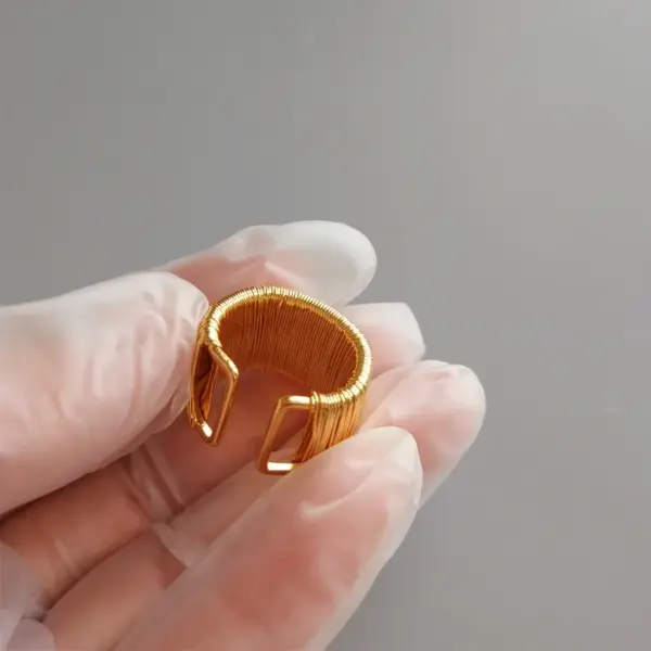 Wholesale Elegant Loose Feel Fashionable Open Ring Woven With Gold Thread Stylish Vintage Accessory Geometric Pattern Copper Jewelry