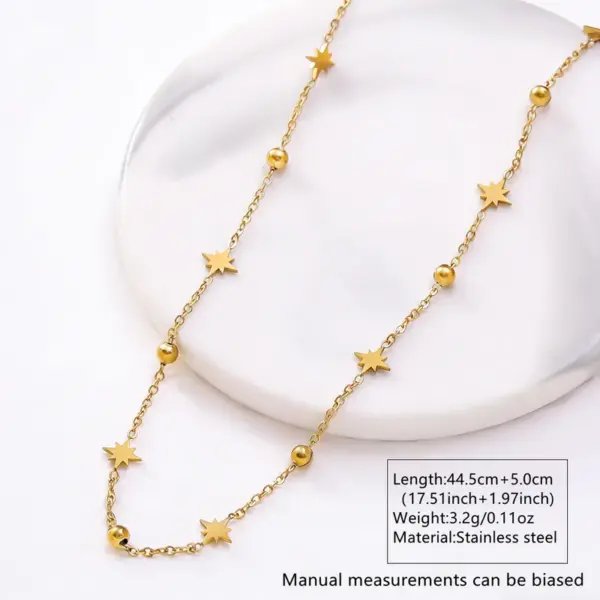 Wholesale Vacuum Electroplating (In Furnace) Plated 18K Real Gold Minimalist Star Shape Sticker Choker 304 Stainless Steel Stereoscopic Geometric Elegant O Chain Necklace for Women - Nihaojewelry