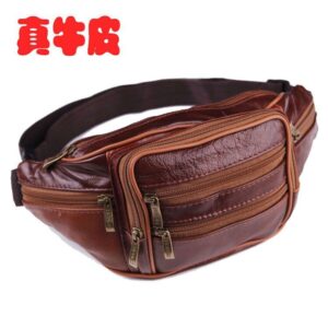 Wholesale Men's Waist Bag Genuine Leather Waist Bag Men's Multi-Functional Waterproof Waist Bag Mobile Phone Bag Business Cashier Waist Bag Wallet Coin Purse