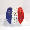 Wholesale Wide-Brimmed Diamond-Studded American Flag Headband, Fashion Knot Design, Suitable For Women's Accessories