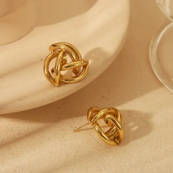 Wholesale 1 Pair IG Style Retro Modern Style Irregular Hollow Out 304 Stainless Steel 18K Gold Plated Ear Studs
