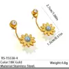 Wholesale Waterproof Non Tarnish Circle Stud Earrings For Women, 304 Stainless Steel With 18K Real Gold Plated PVD Coating And Rhinestones Inlay
