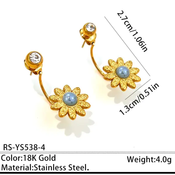 Wholesale Waterproof Non Tarnish Circle Stud Earrings For Women, 304 Stainless Steel With 18K Real Gold Plated PVD Coating And Rhinestones Inlay