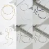 Wholesale Simple Versatile Two-Piece Set Rhinestone-Encrusted Chain Necklace Stackable Jewelry Combination Geometric Pattern Plated KC Gold Rhinestone Copper