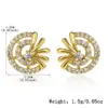 Wholesale Gold-Plated Copper S925 Silver Ear Studs Inlaid With Zircon Geometric Floral 3D Earrings Suitable For Women
