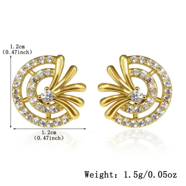 Wholesale Gold-Plated Copper S925 Silver Ear Studs Inlaid With Zircon Geometric Floral 3D Earrings Suitable For Women