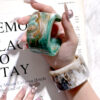 oly-a5a0005c5ad7b5ce31ad632cd92302c6 Wholesale Dyed Oil Painting Oval Open Ring Wide Version Resin Bracelet Ig Stacked Bracelet